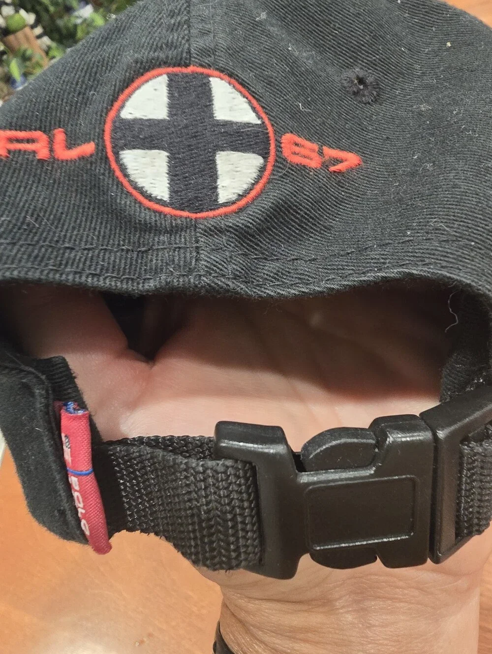 RARE VTG POLO SPORT Ralph Lauren Black Hat USA Spell Out Buckle Strapback 90s